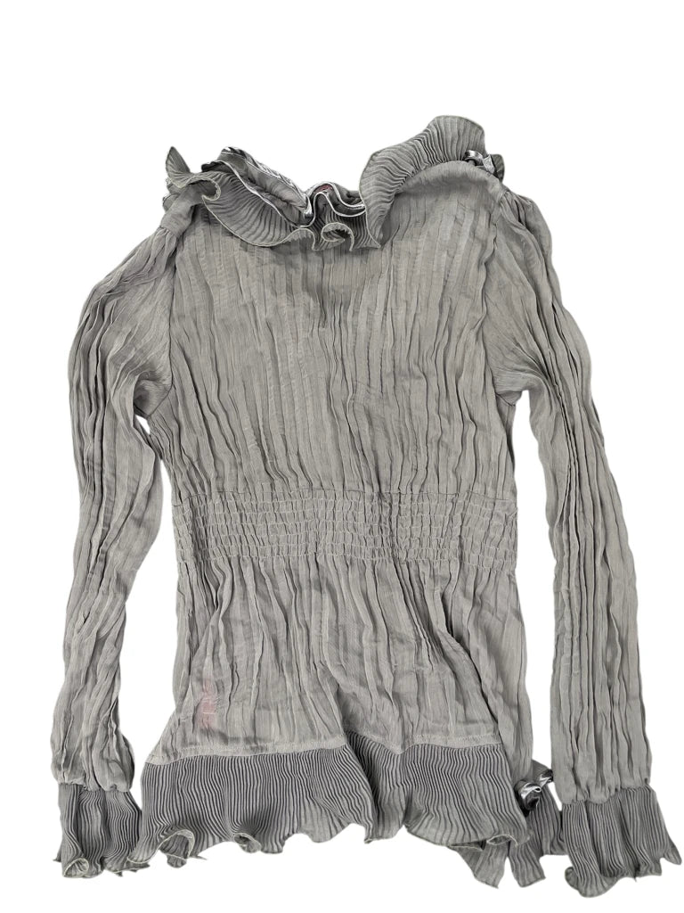 Charcoal Grey Pleated Evening Blouse (S)