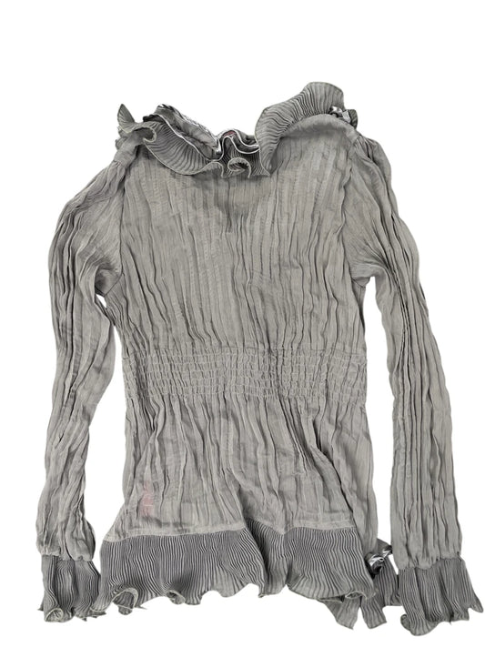 Charcoal Grey Pleated Evening Blouse (S)