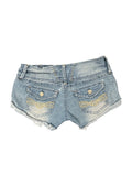 Almost Famous Light Wash Distressed Denim Hotpants (S)
