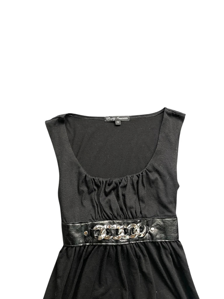 Black Long Belt Detail Dress Top (S)