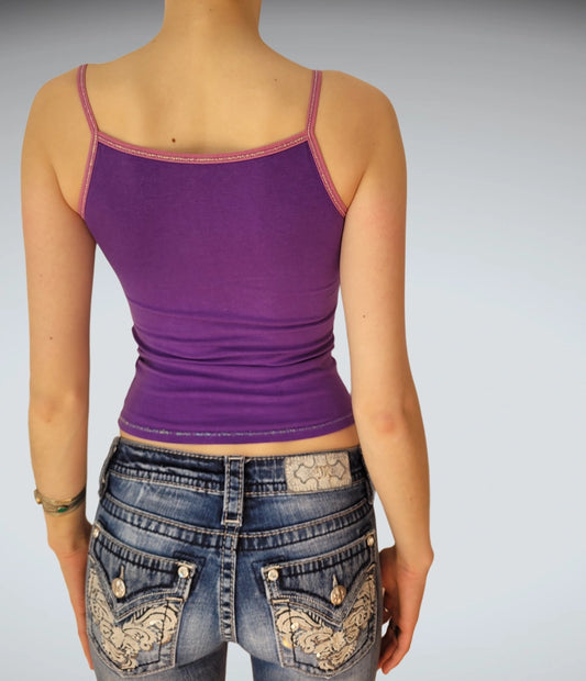 Purple Graphic Ribbed Camisole (XS)