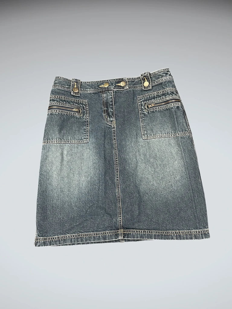 Zipper Pocket Denim Skirt (M)