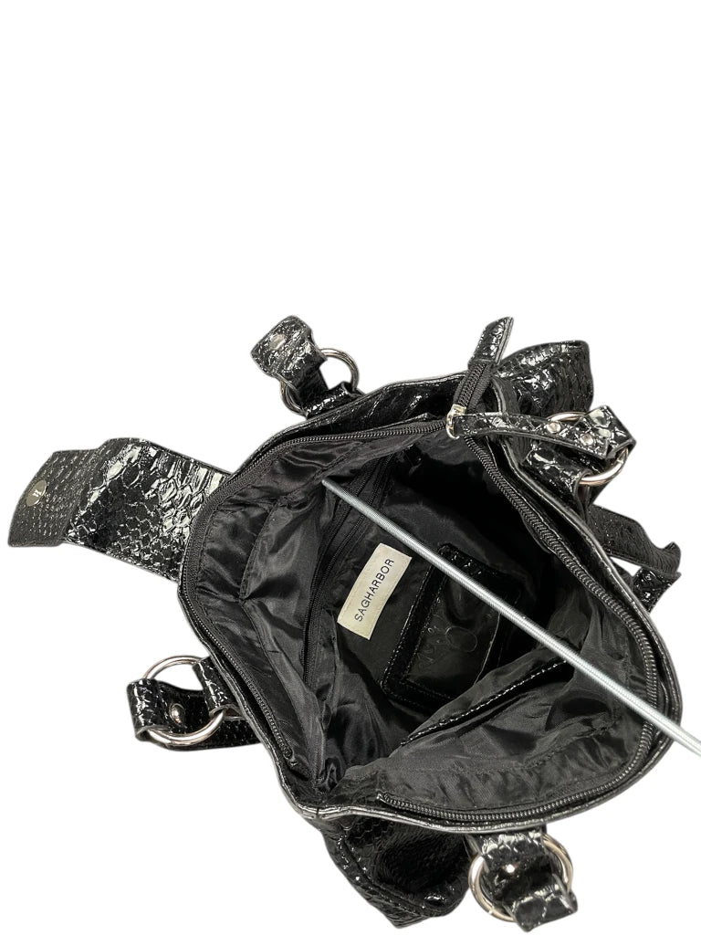 Black Shiny Snakeskin Effect Bag (ONESIZE)