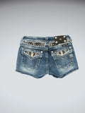 Miss Me Distressed Embellished Denim Hotpants (XXS)