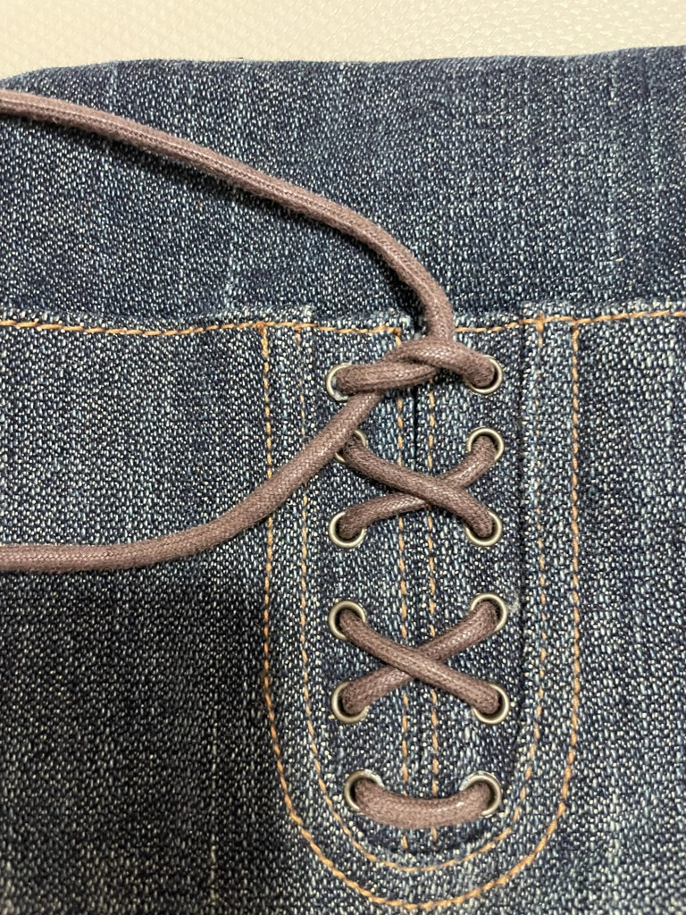 Guess Denim Lace-Up Shoulder Bag Dark Wash Vintage Aesthetic (ONESIZE)