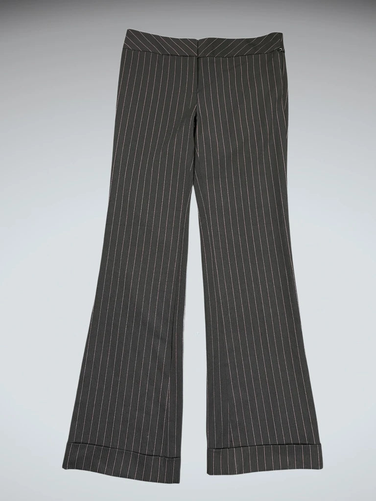 Black Pinstripe Flared Suit Trousers (S)
