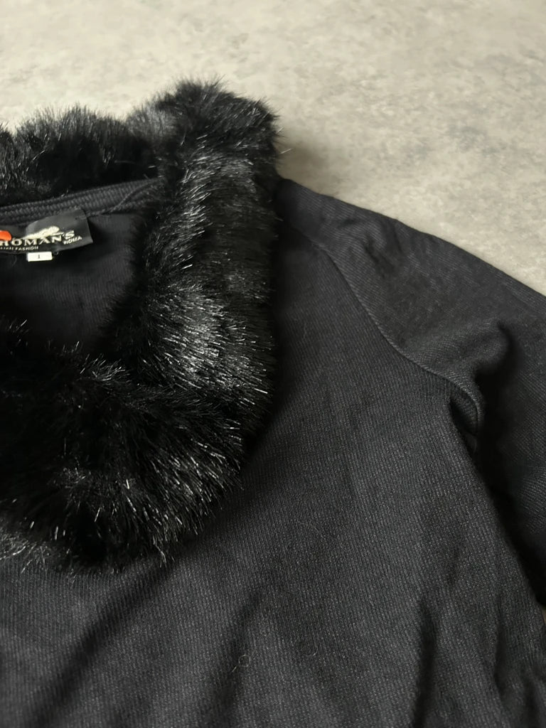 Y2K fur collar top
