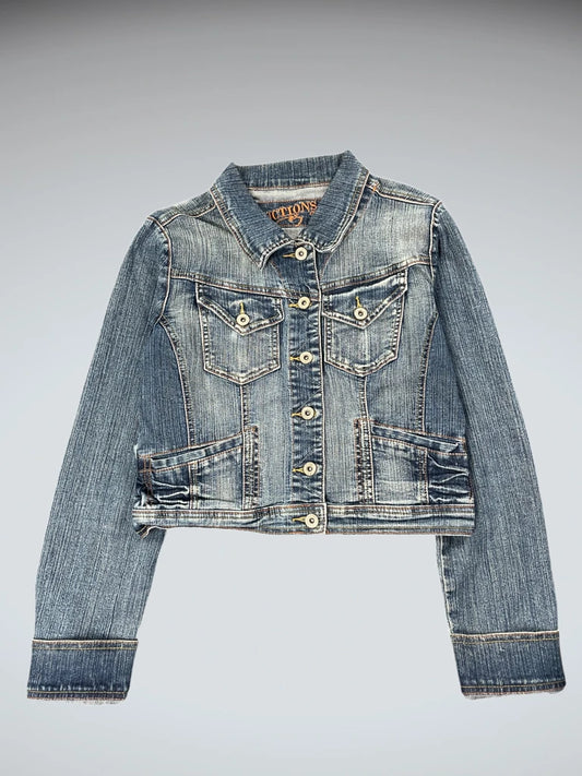 Seduction Cropped Faded Denim Jacket (M)