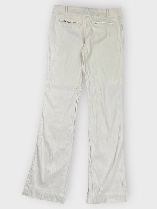 Beige Linen-Blend Tailored Suit Pants (M)