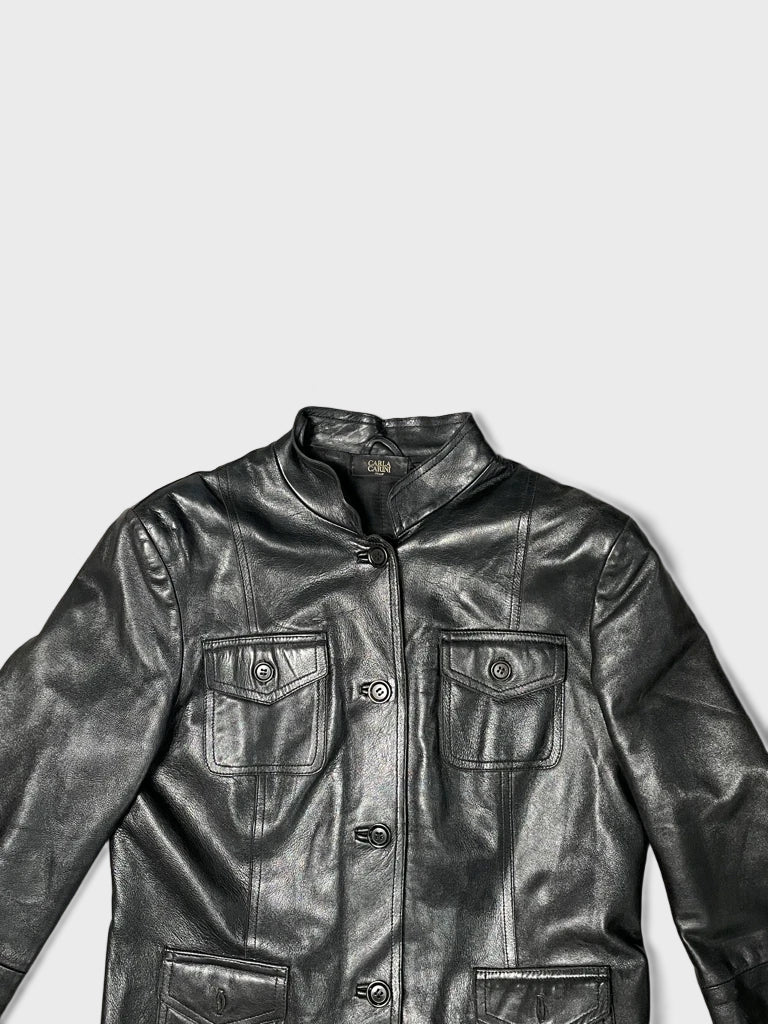 detail view, Carla Carini Leather Jacket, vintage Y2K second hand piece, image 4