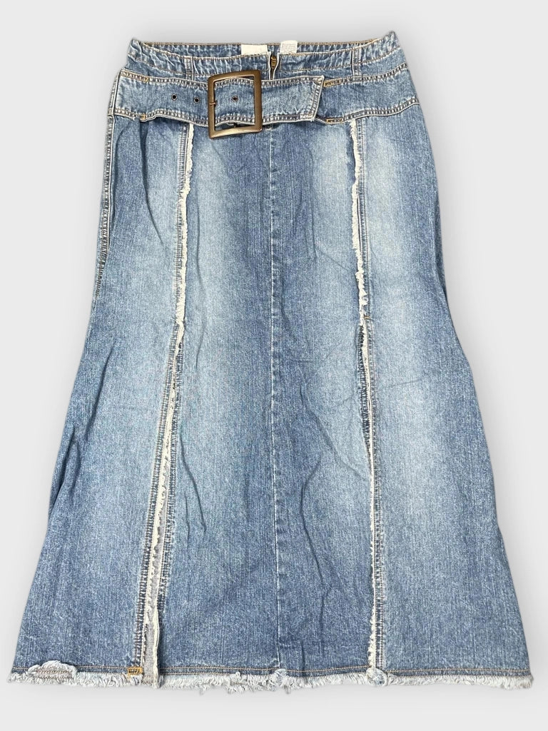 front view, Carolina Blues Long Denim Skirt, vintage Y2K second hand piece