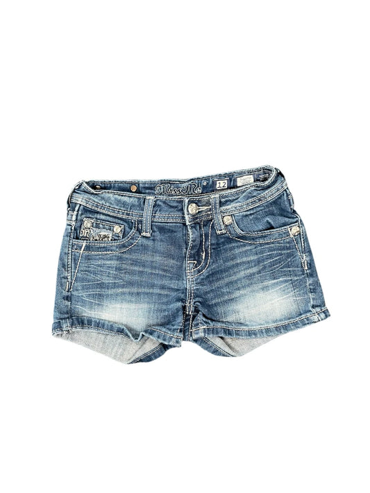 Miss Me Distressed Embellished Denim Hotpants (XXS)