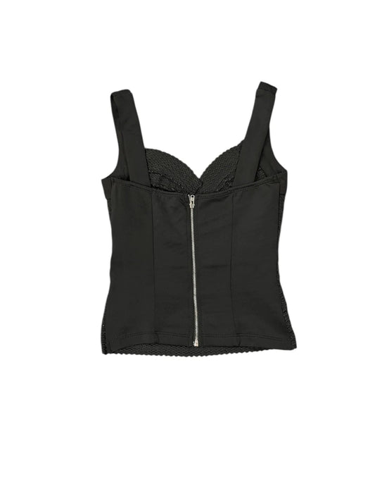 Black-on-Black Patterned Lace Lingerie Top (S)