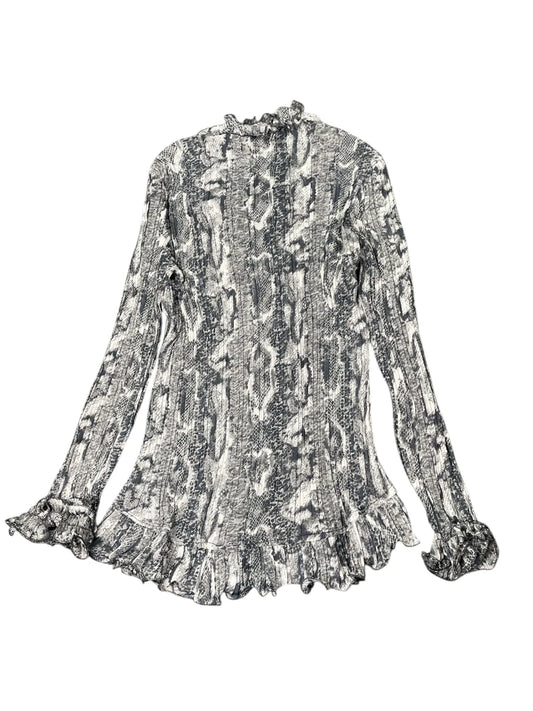 Y2K blue snakeskin ruffle mini dress (M)