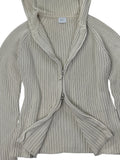 Beige Ribbed Knit Hoodie (M)