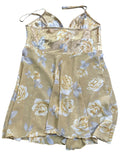 Green brown paisley ruffle wrap top (M)