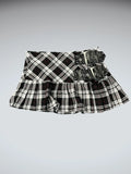 Hell Bunny Punk Plaid Pleated Skirt with Buckles (XS)