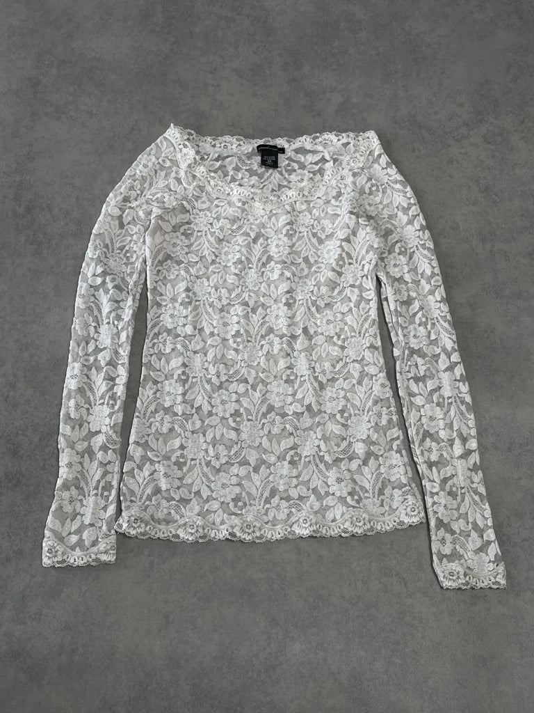 white lace long sleeve top