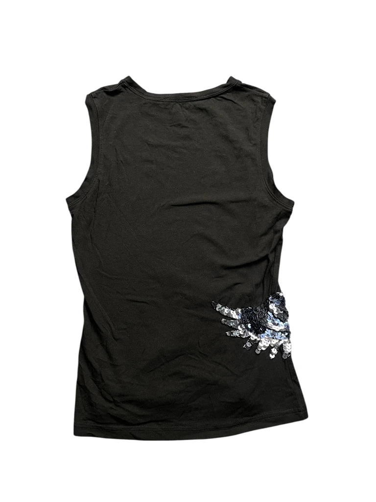 Black Sequin Horse Graphic Tank Top (S)