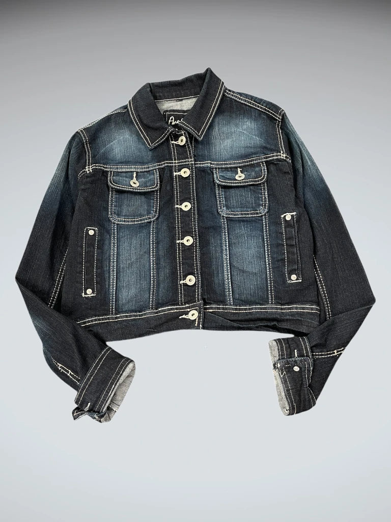 Anethyst Cropped Dark Wash Denim Jacket (M)