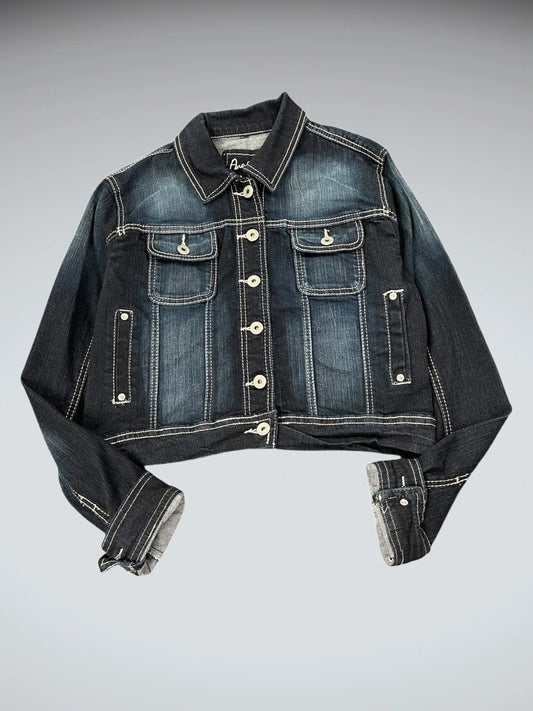 Anethyst Cropped Dark Wash Denim Jacket (M)