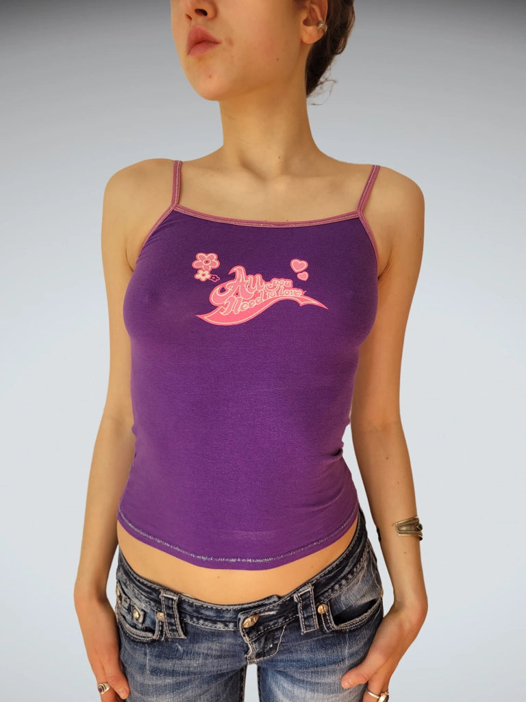 Purple Graphic Ribbed Camisole (XS)