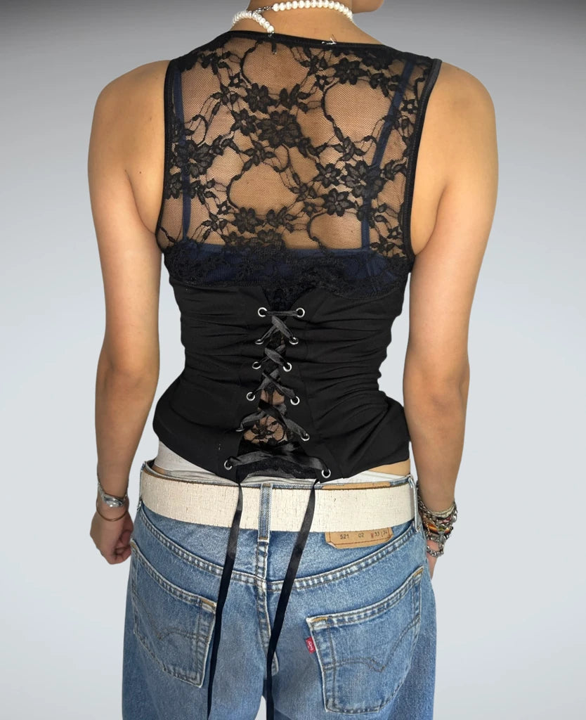 2000s chic rhinestones top