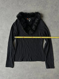Y2K fur collar top