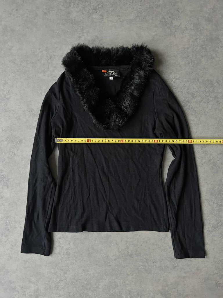 Y2K fur collar top