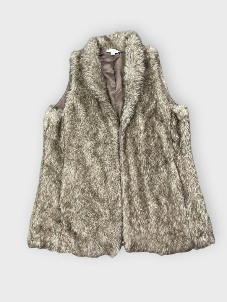 front view, Charlie Beige Faux Fur Vest, vintage Y2K second hand piece