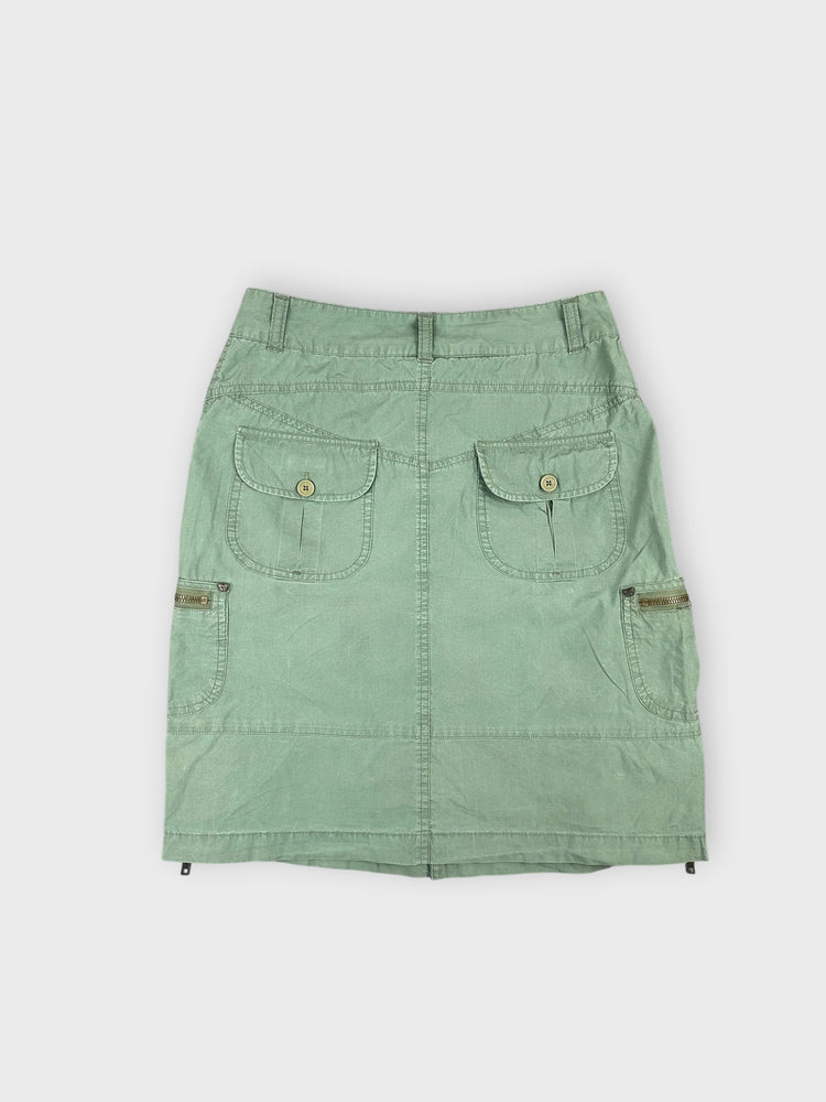 Chic Green Mini Skirt with Zipper Details (W27 / S)