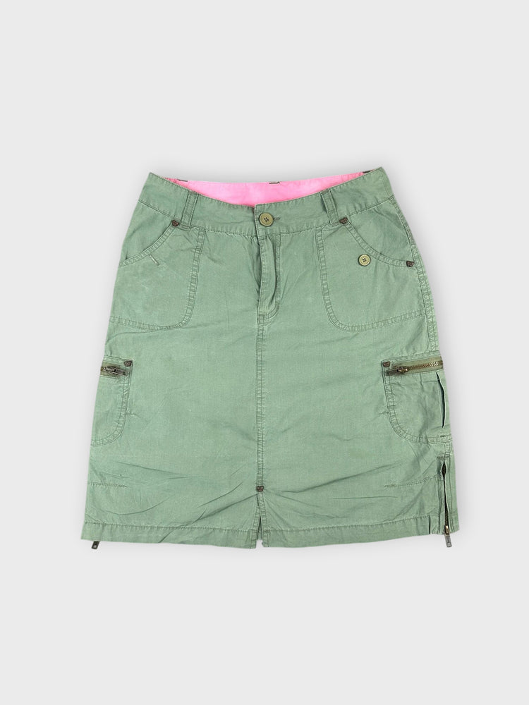 Chic Green Mini Skirt with Zipper Details (W27 / S)