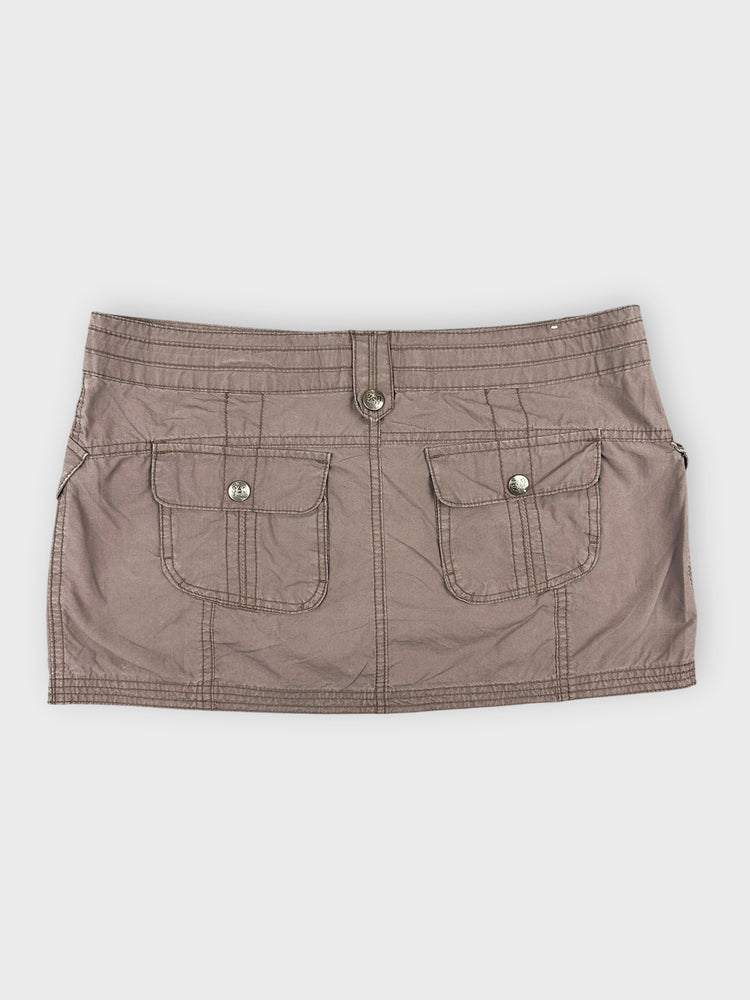 Chic Brown Mini Skirt with Front Pockets (W34 / XXL)