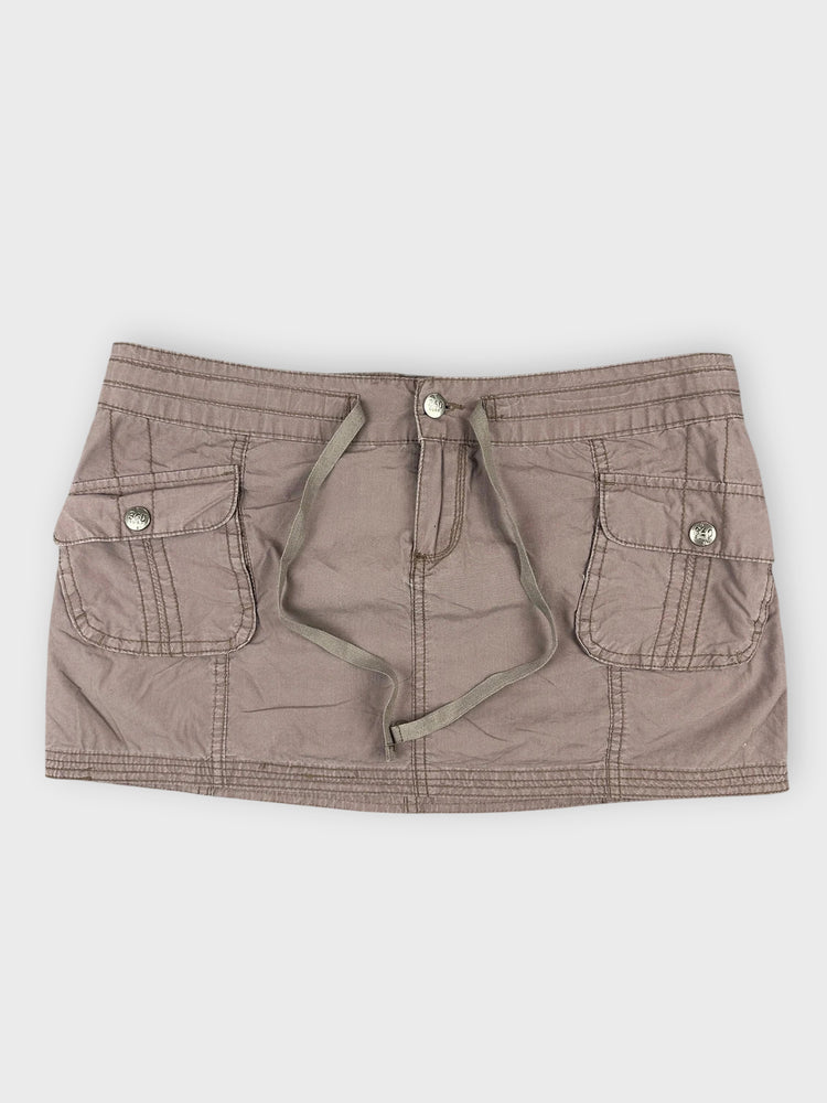 Chic Brown Mini Skirt with Front Pockets (W34 / XXL)