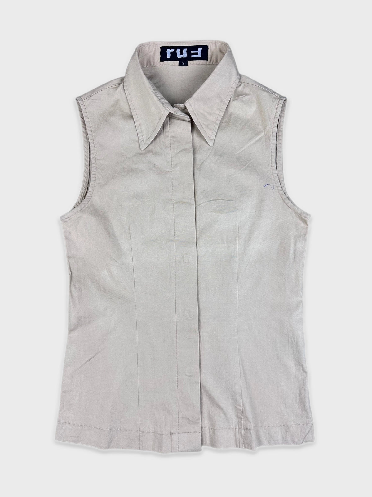 Chic Sleeveless Top with Sharp Collar (S)