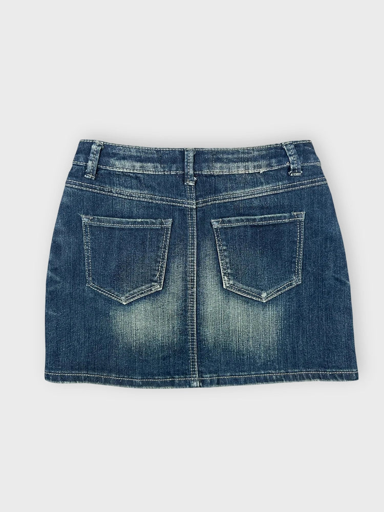 Faded Blue Denim Mini Skirt for Effortless Style (W25 / XS)