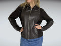 Leather jacket with fabric