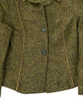 Vintage Green Wool-Blend Blazer with Suede Collar (L)