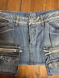 Blue Denim Skirt with Bags