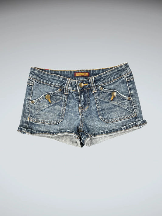 ZD Light Wash Raw Hem Denim Hotpants (S)
