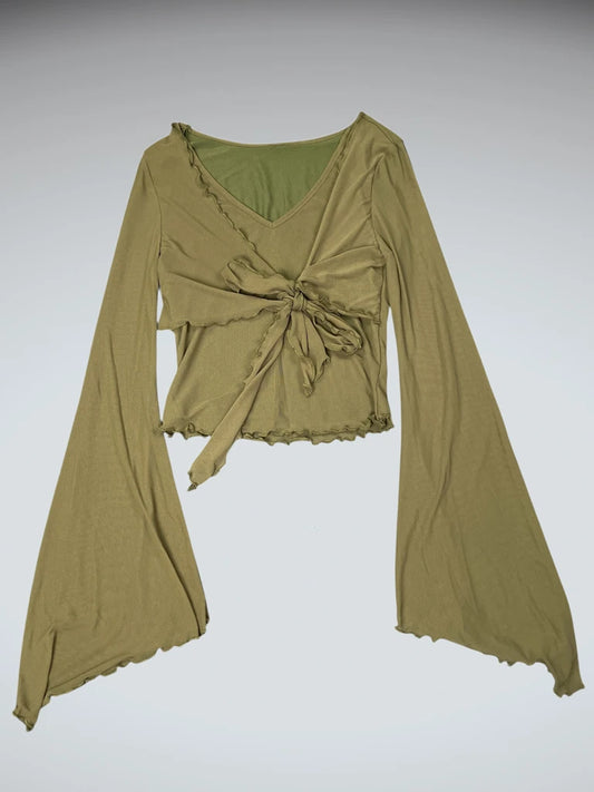Green Simple V-Cut Top (S)
