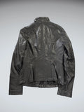 Vintage Black Genuine Leather Pocket Jacket Women (M)