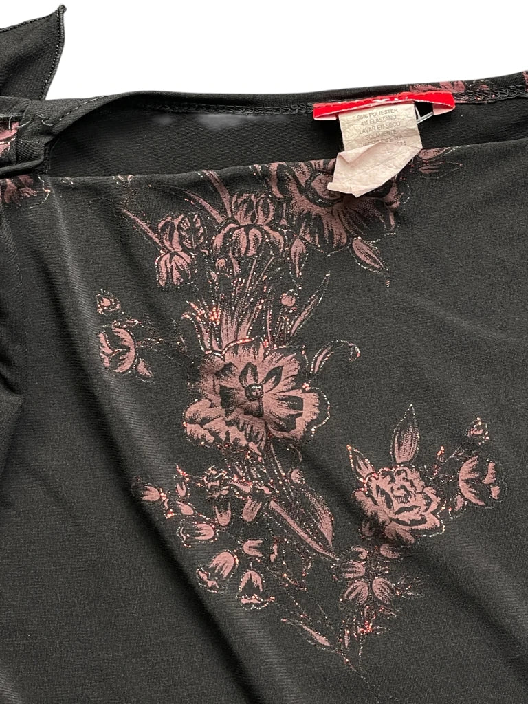 Black Japanese Floral Drape Top (S)