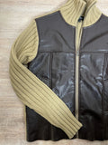 Leather jacket with fabric