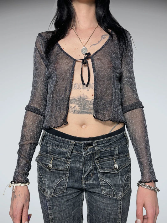 glitter mesh shrug