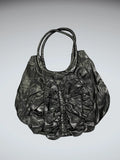 Black Shiny Ruched Round Tote (ONESIZE)