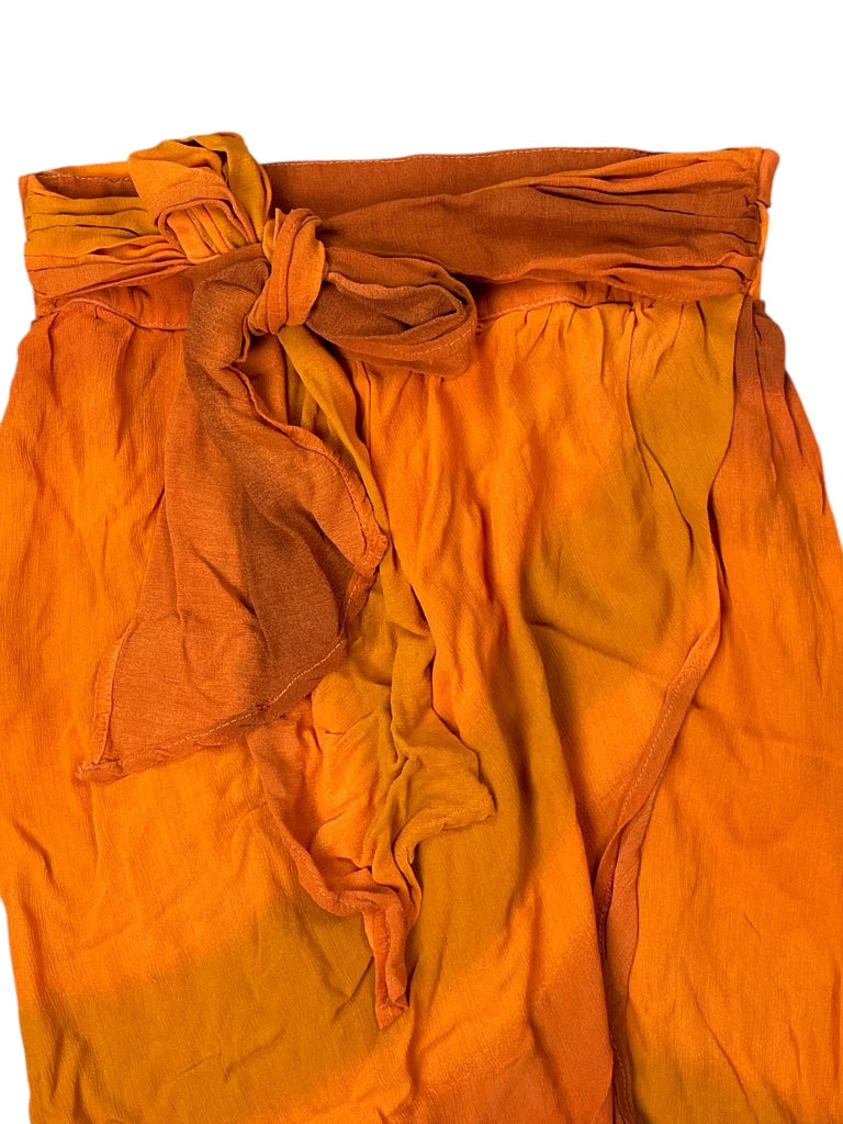 Orange high-waist polyester skirt (S)