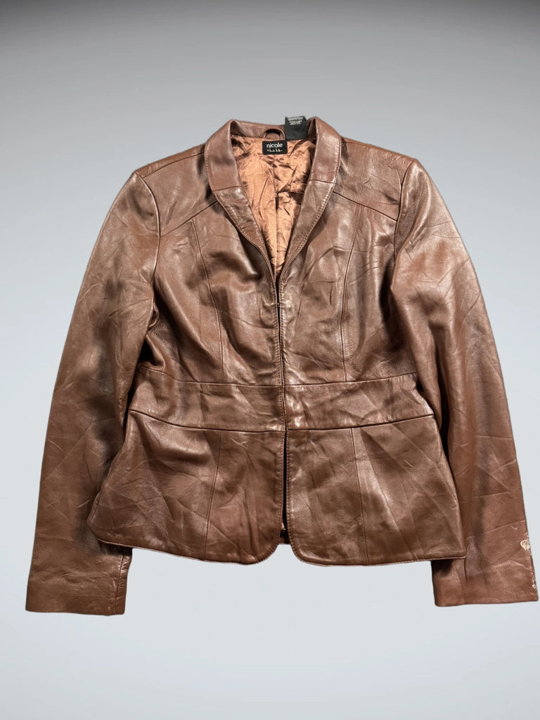 Nicole Brown Genuine Leather Jacket (L)