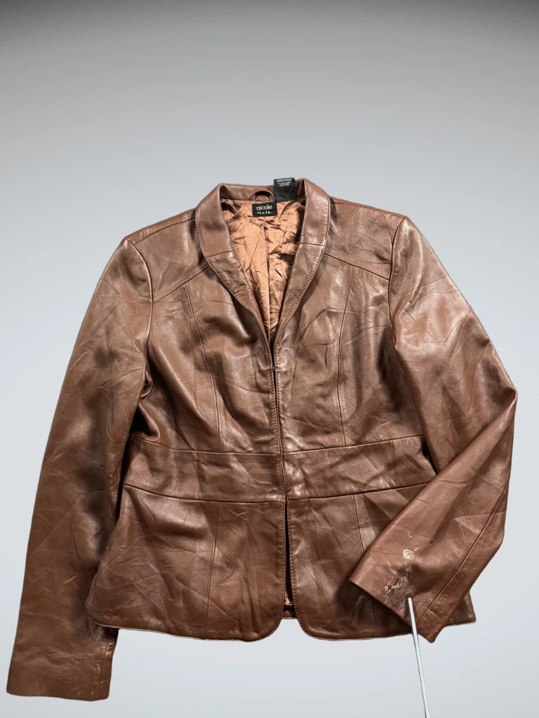 Nicole Brown Genuine Leather Jacket (L)