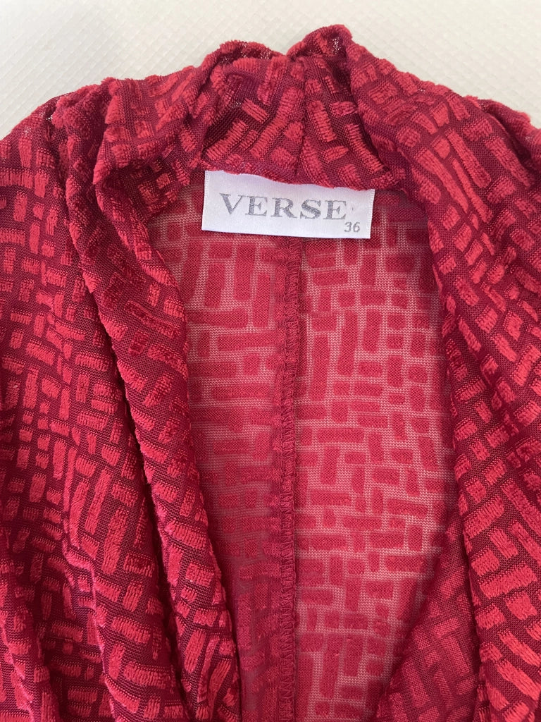 Red Textured Wrap Longsleeve Top (L)